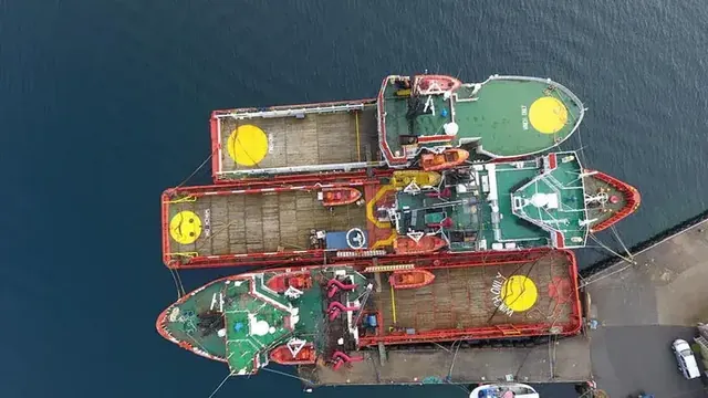 Offshore vessels berthed alongside at a quay